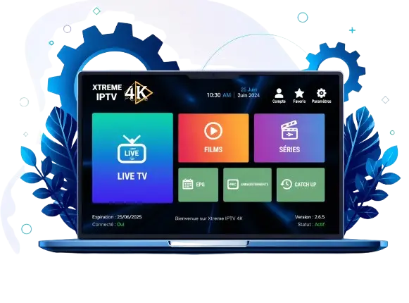 Image IPTV France streaming 4K sur Smart TV avec interface applications et chaînes en direct